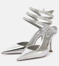 Rene Caovilla Cleo embellished metallic leather pumps