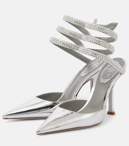 Rene Caovilla Cleo embellished metallic leather pumps