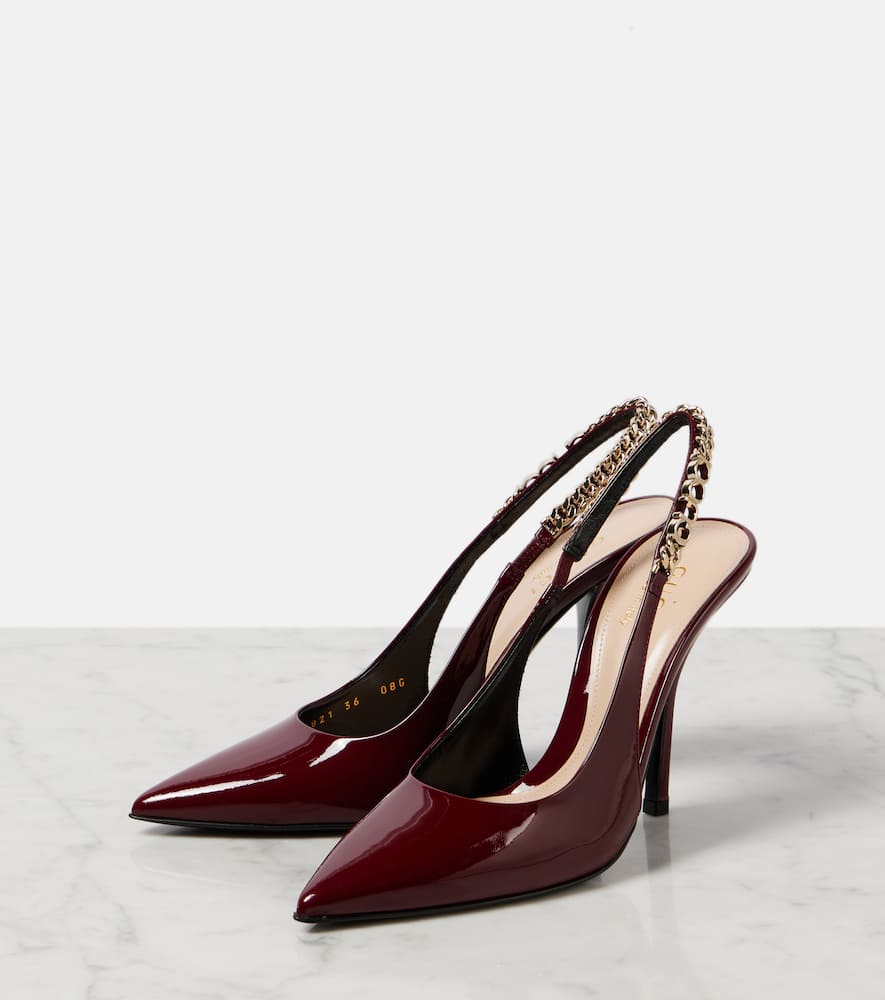 Gucci Signoria patent leather slingback pumps