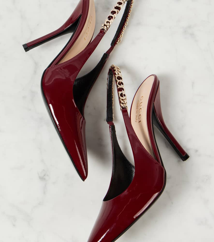 Gucci Signoria patent leather slingback pumps
