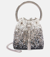Jimmy Choo Bon Bon embellished bucket bag. Shop Jimmy Choo Top-Handle Bags for women now.