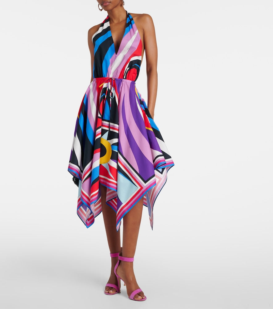 Pucci Cigni halterneck cotton midi dress