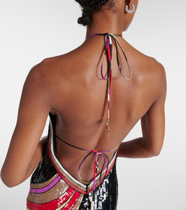 Pucci Sequined printed halterneck gown
