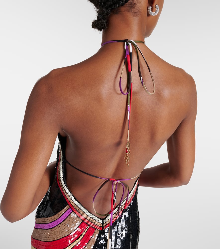 Pucci Sequined printed halterneck gown