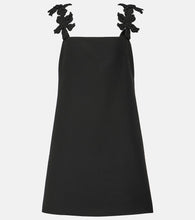 Valentino Floral-appliqué wool and silk minidress