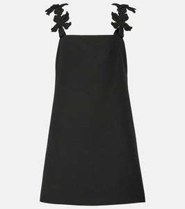 Valentino Floral-appliqué wool and silk minidress