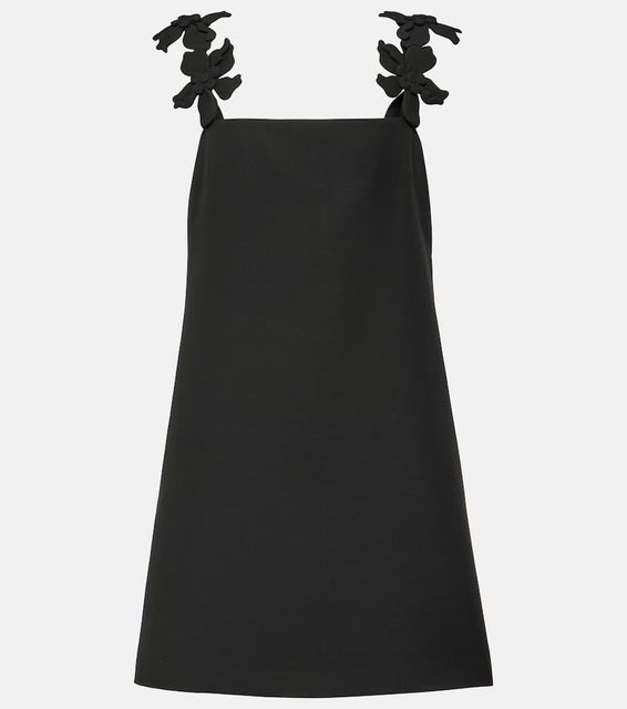 Valentino Floral-appliqué wool and silk minidress