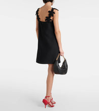 Valentino Floral-appliqué wool and silk minidress