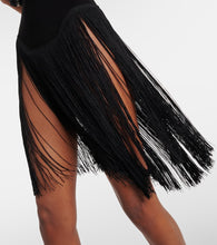 Norma Kamali 18" Fringe Bishop strapless minidress