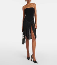 Norma Kamali 18" Fringe Bishop strapless minidress