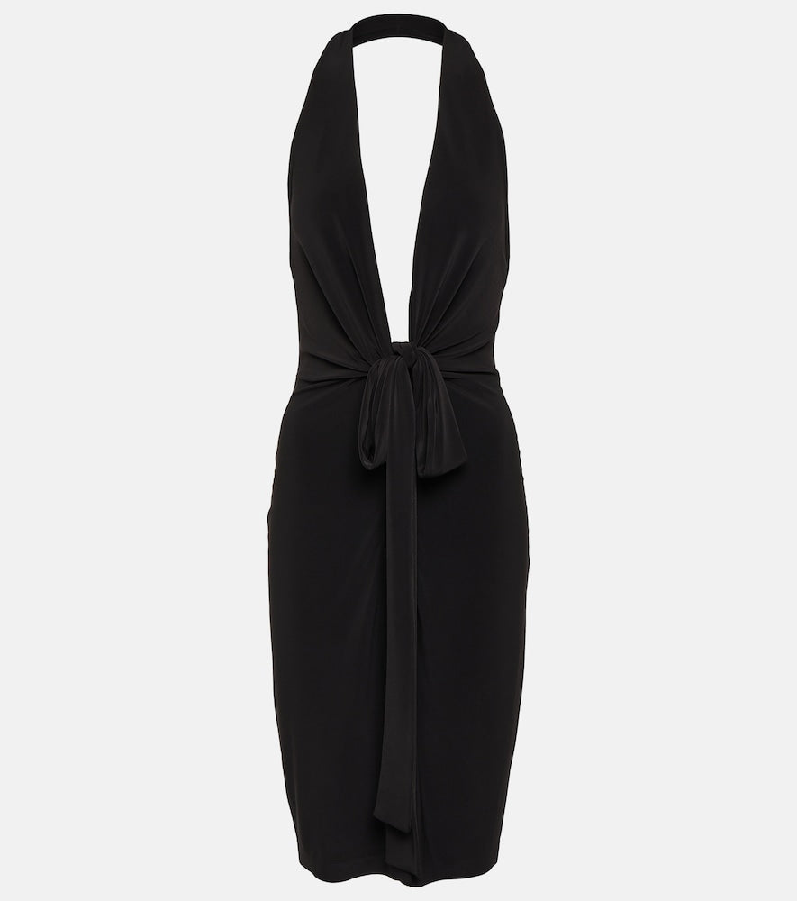 Norma Kamali Tie-detail halterneck minidress. Norma Kamali 系带细节挂脖迷你连衣裙