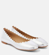 Chloe Lauren croc-effect leather ballet flats - Chloe Lauren鳄鱼纹皮革芭蕾平底鞋