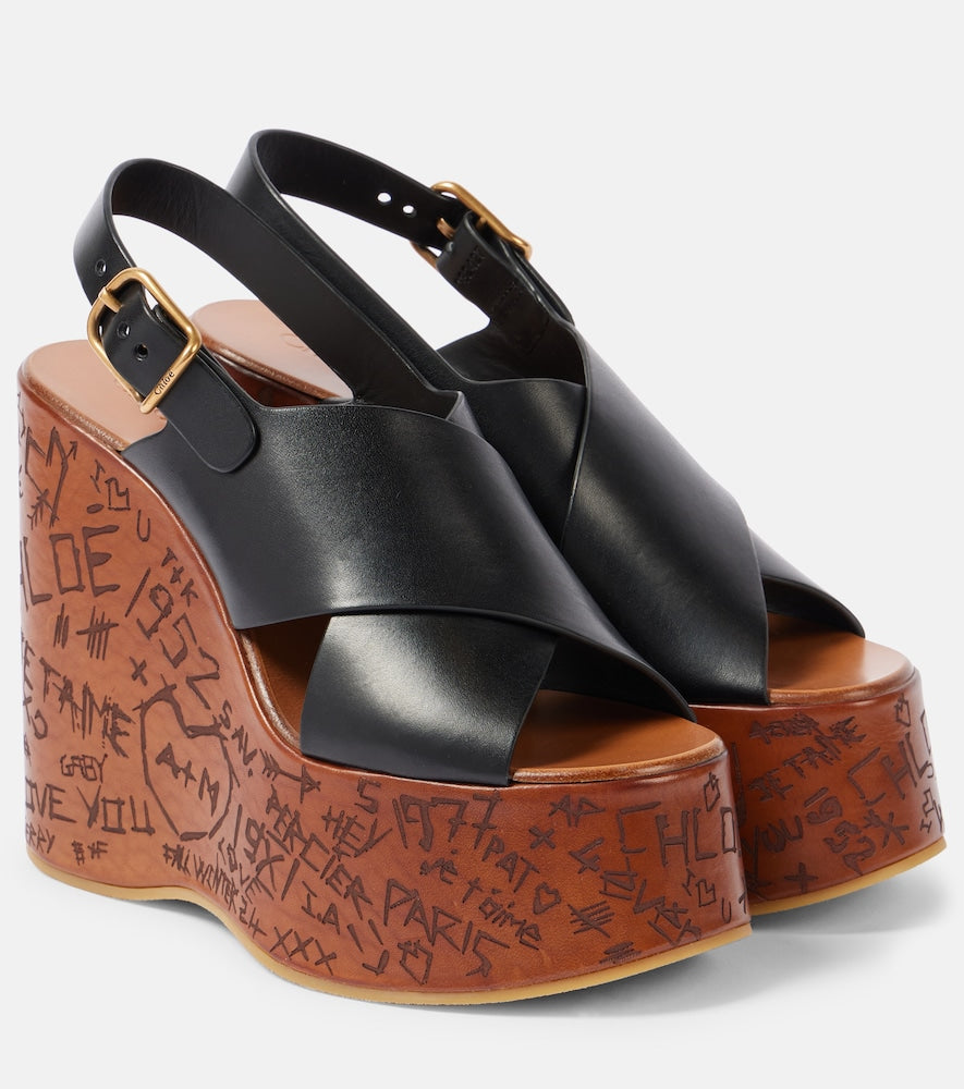 Chloe Maxime leather wedge sandals - Chloe Maxime 皮革坡跟凉鞋