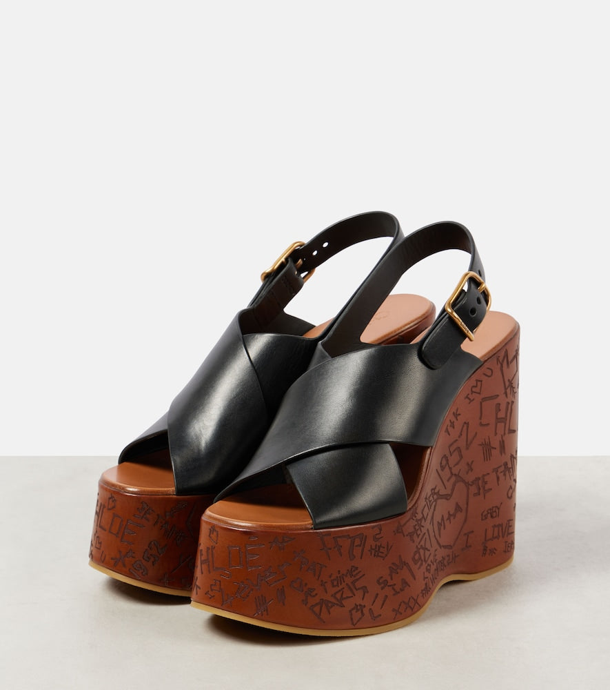 Chloe Maxime leather wedge sandals