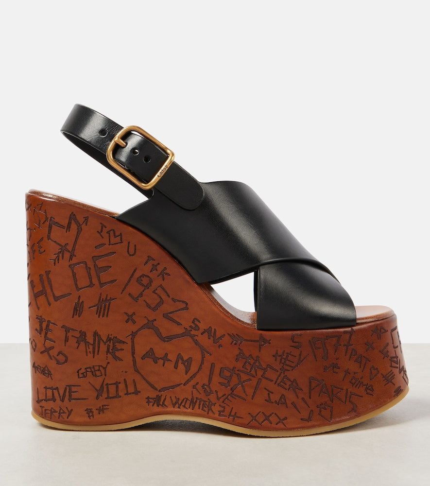Chloe Maxime leather wedge sandals