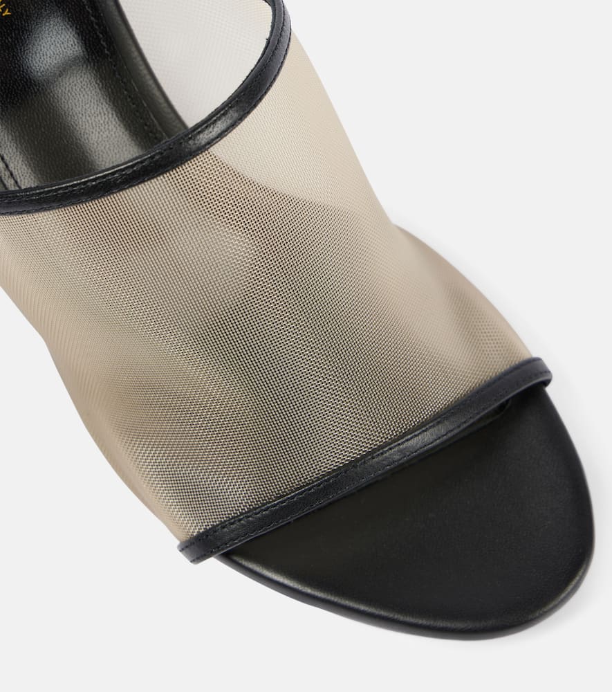 Khaite Marion leather and mesh wedge mules
