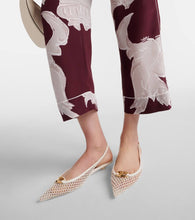 Valentino Garavani VLogo mesh and leather slingback flats