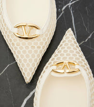 Valentino Garavani VLogo mesh and leather slingback flats