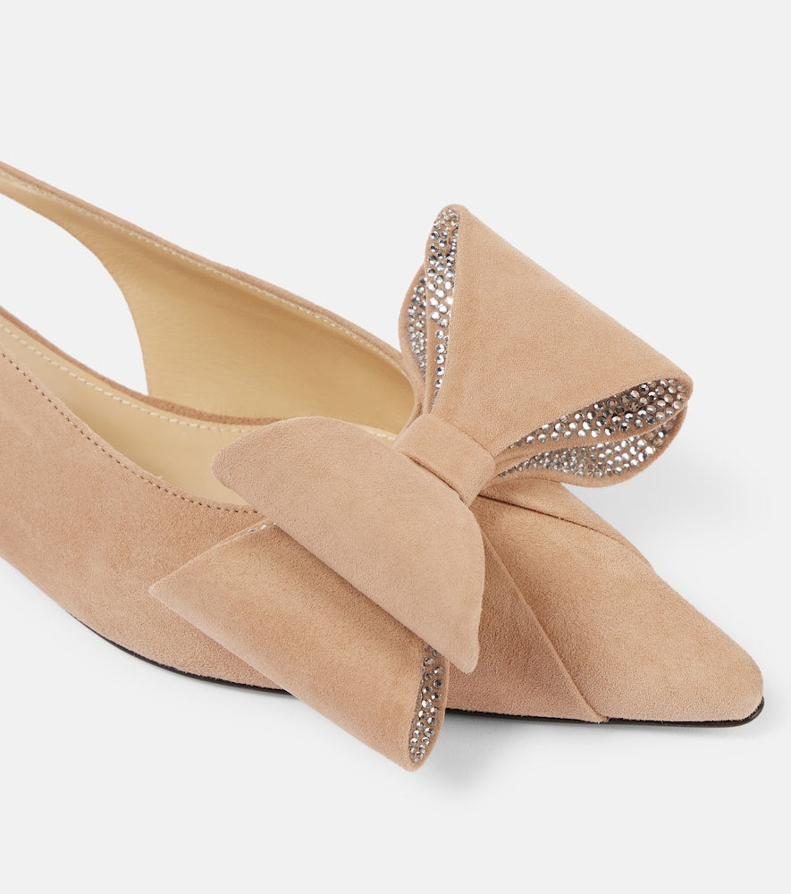 Mach & Mach Le Cadeau suede slingback flats