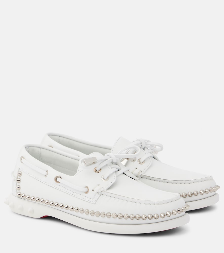 Christian Louboutin Gerockel studded leather boat shoes in White - Loafers