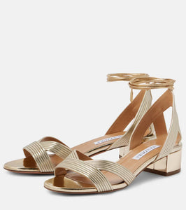 Aquazzura Ari 35 metallic leather sandals
