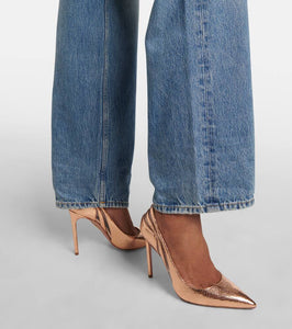Aquazzura Talk To Me 105 metallic leather pumps