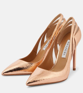 Aquazzura Talk To Me 105 metallic leather pumps