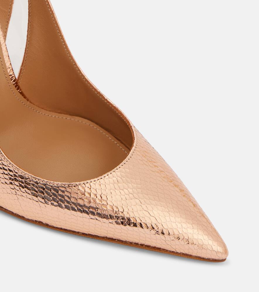 Aquazzura Talk To Me 105 metallic leather pumps