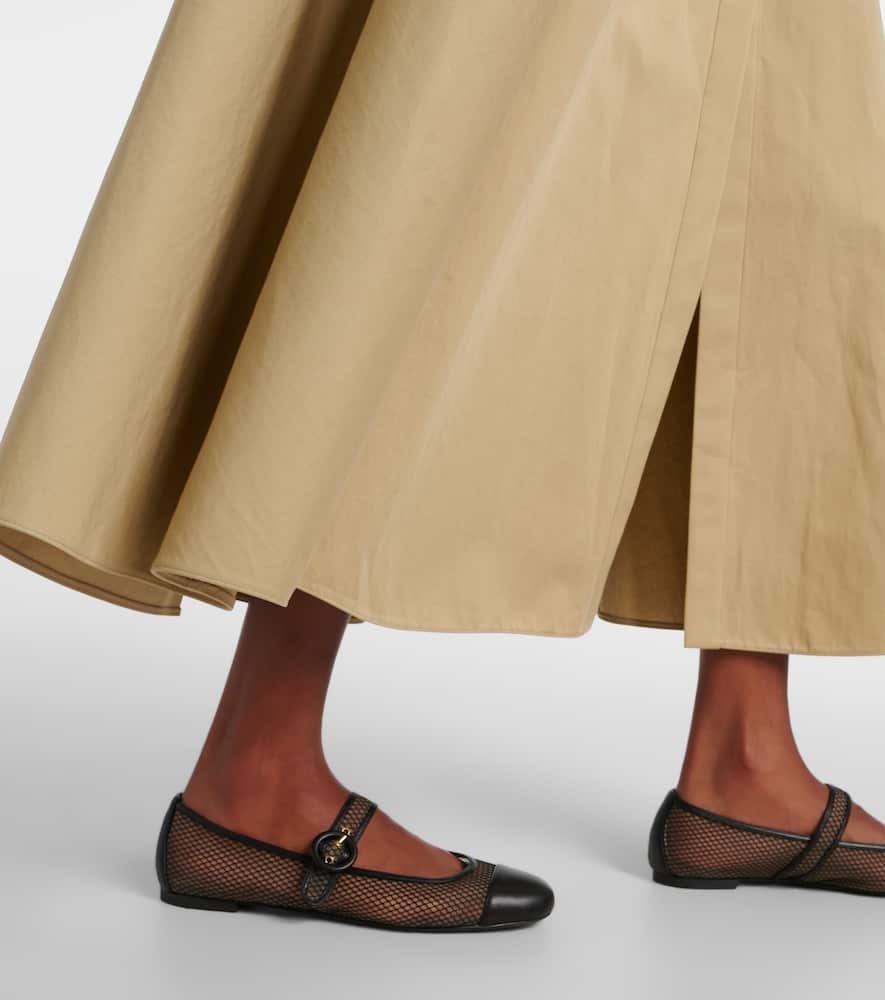 Aquazzura Solstice mesh and leather Mary Jane flats
