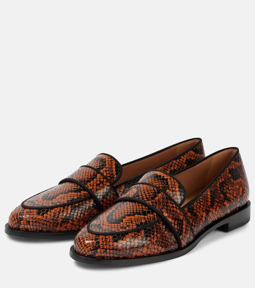Aquazzura Martin snake-effect leather loafers