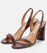 Aquazzura 85 snake-effect leather slingback sandals