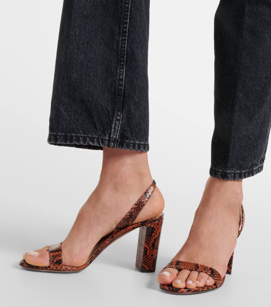 Aquazzura 85 snake-effect leather slingback sandals