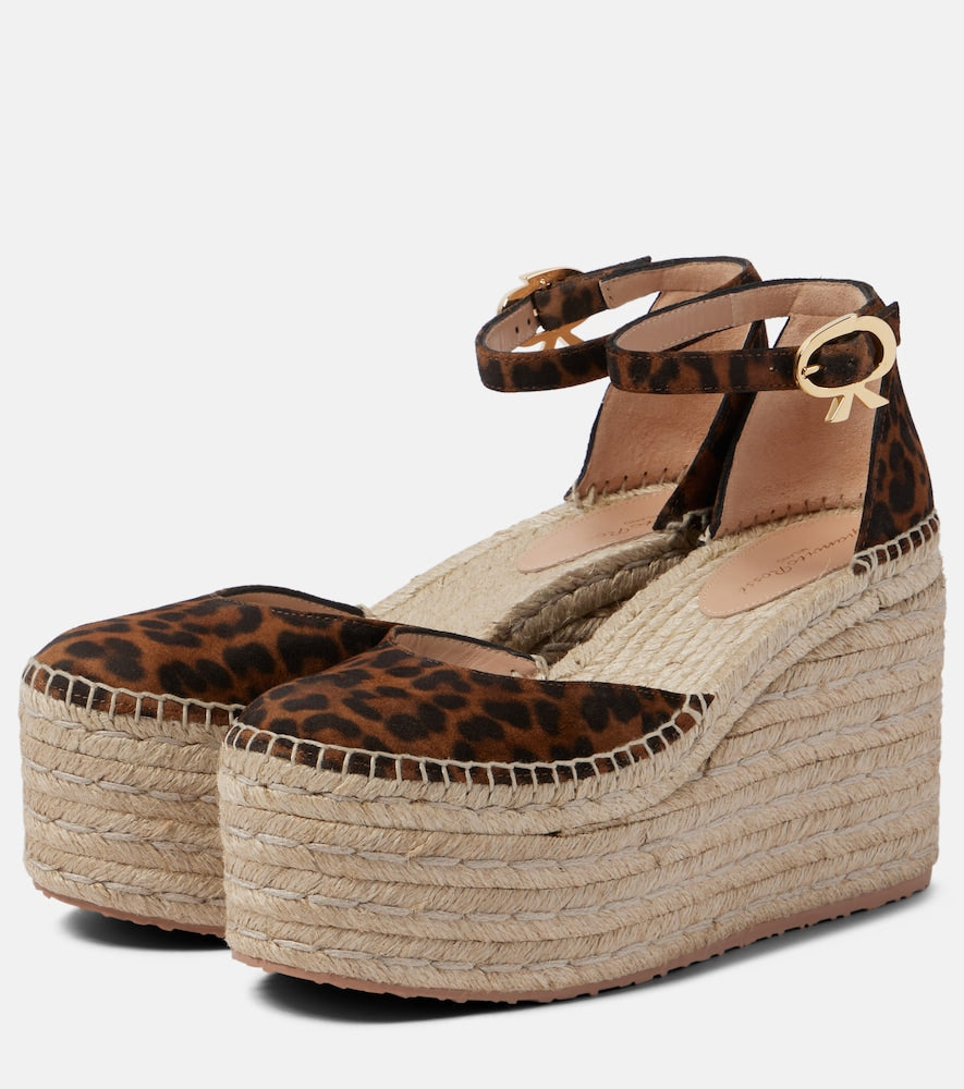 Gianvito Rossi Leopard-print suede espadrille wedges