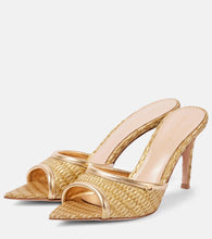Gianvito Rossi Marbella leather-trimmed raffia mules