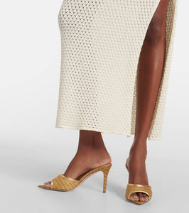 Gianvito Rossi Marbella leather-trimmed raffia mules