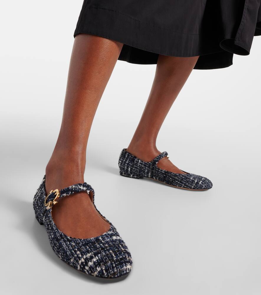 Gianvito Rossi Mary Ribbon Bouclé Mary Jane flats