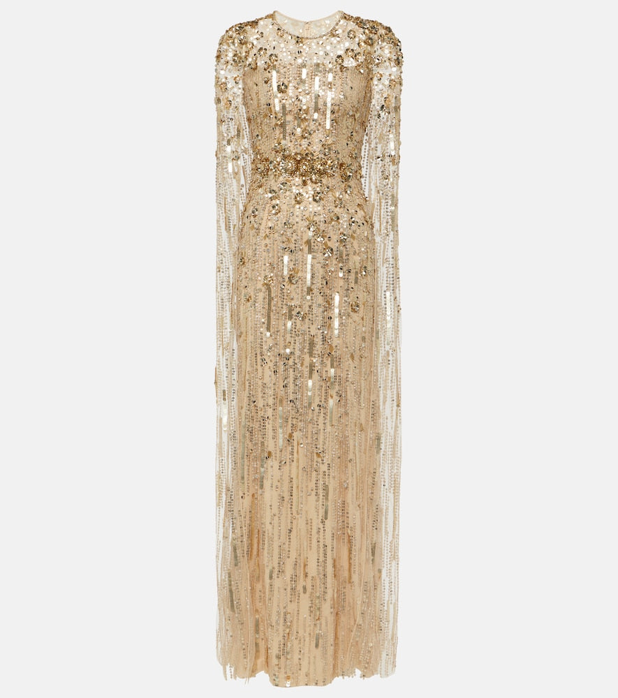 Jenny Packham Ruby caped sequined gown. 珍妮·帕克汉姆 (Jenny Packham) 露比 (Ruby) 披肩亮片礼服