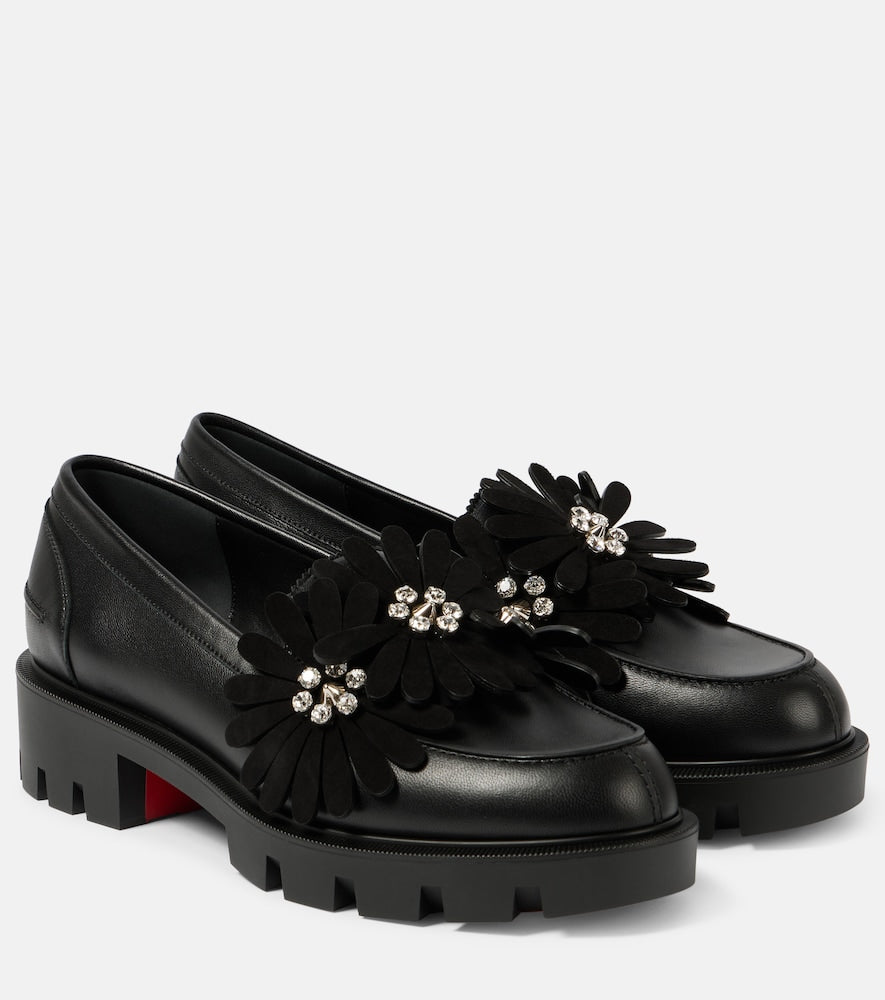 Christian Louboutin Flora Moc embellished leather loafers - Christian Louboutin Flora Moc 缀饰皮革乐福鞋