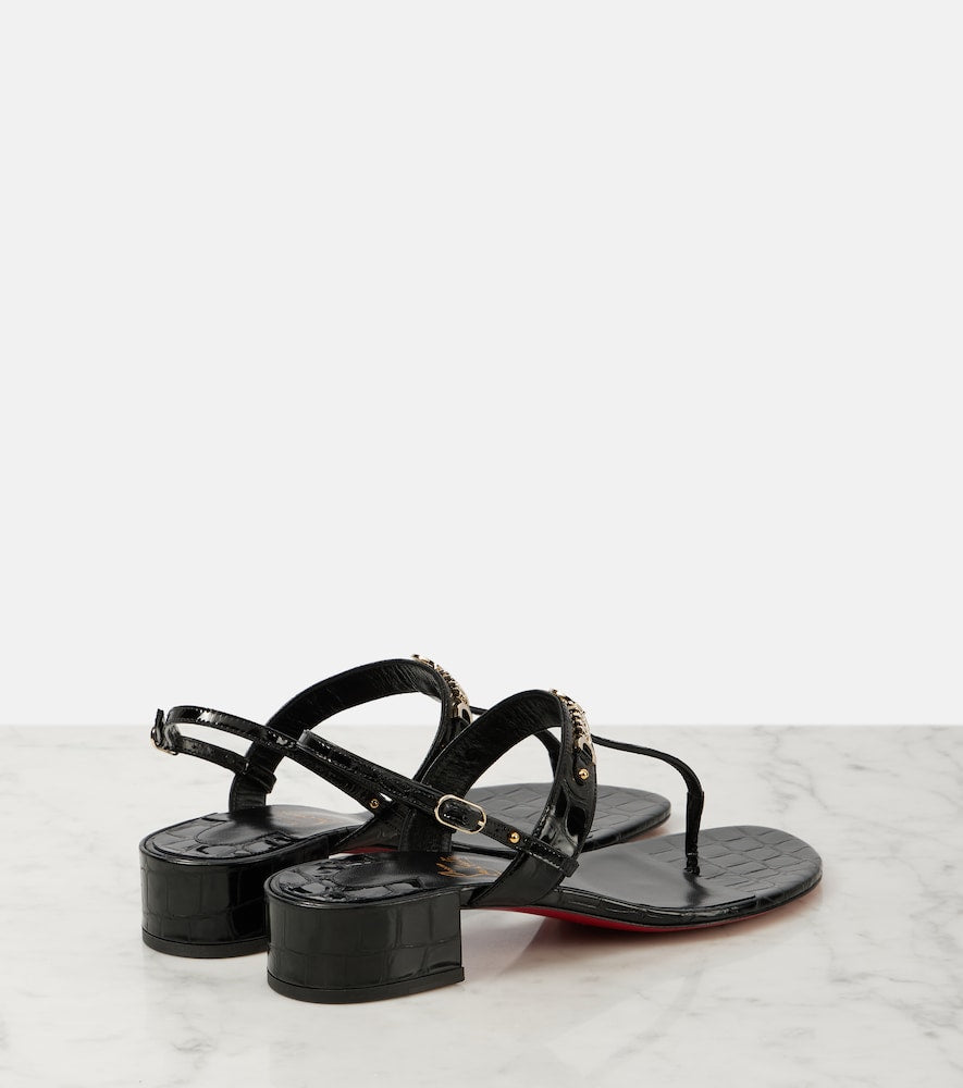 Christian Louboutin MJ Thong croc-effect leather sandals in Black - Flat Sandals