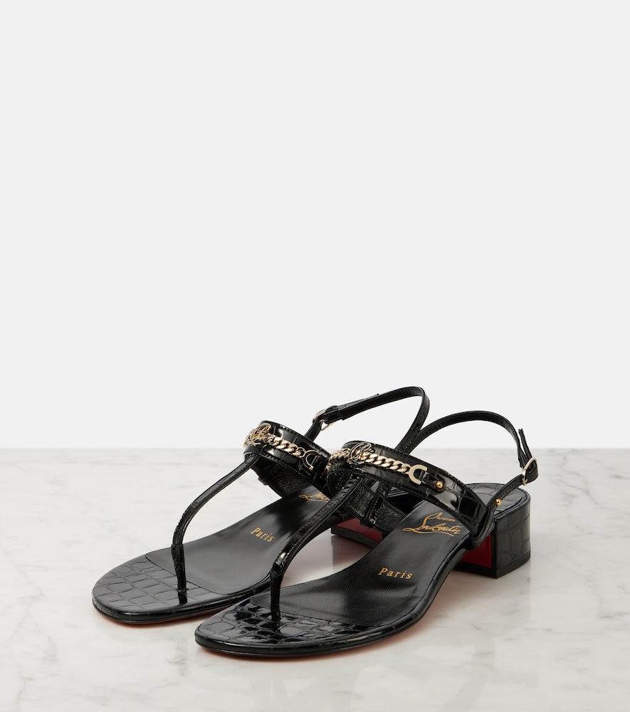 Christian Louboutin MJ Thong croc-effect leather sandals in Black - Flat Sandals