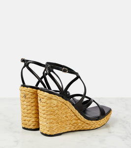 Jimmy Choo Ayla 110 leather espadrille wedges