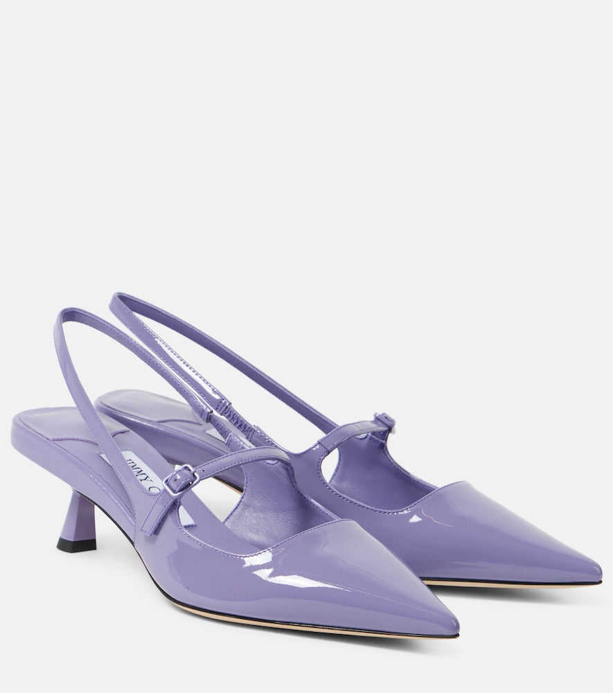 Jimmy Choo Didi 45 patent leather slingback pumps - Jimmy Choo Didi 45 漆皮露跟高跟鞋