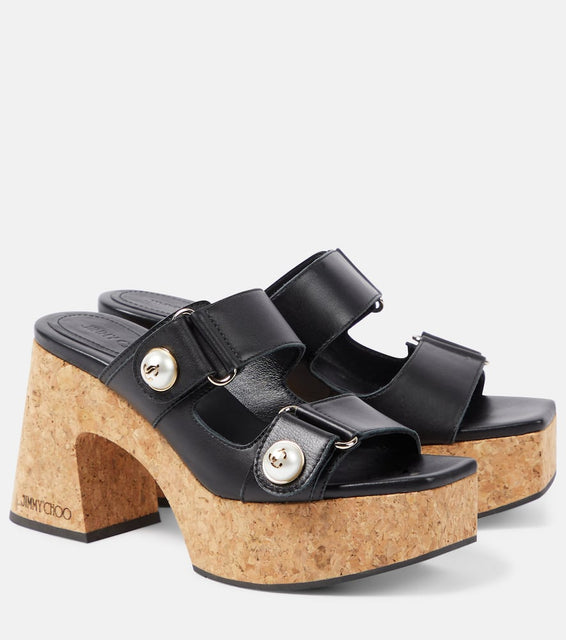 Jimmy Choo Fayence leather platform mules