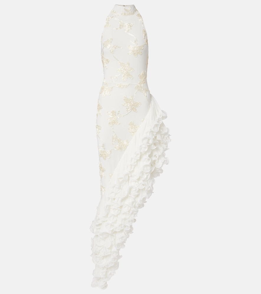 Rotate Bridal floral-appliqu√É¬© maxi dress. Rotate Bridal 花卉贴花长裙