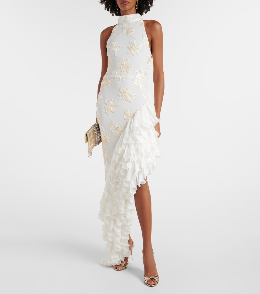 Rotate Bridal floral-appliqu√É¬© maxi dress