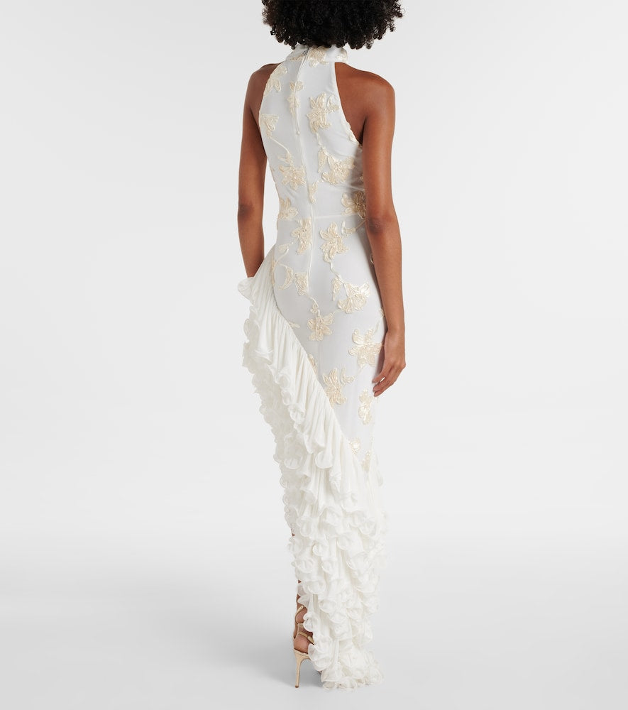 Rotate Bridal floral-appliqu√É¬© maxi dress