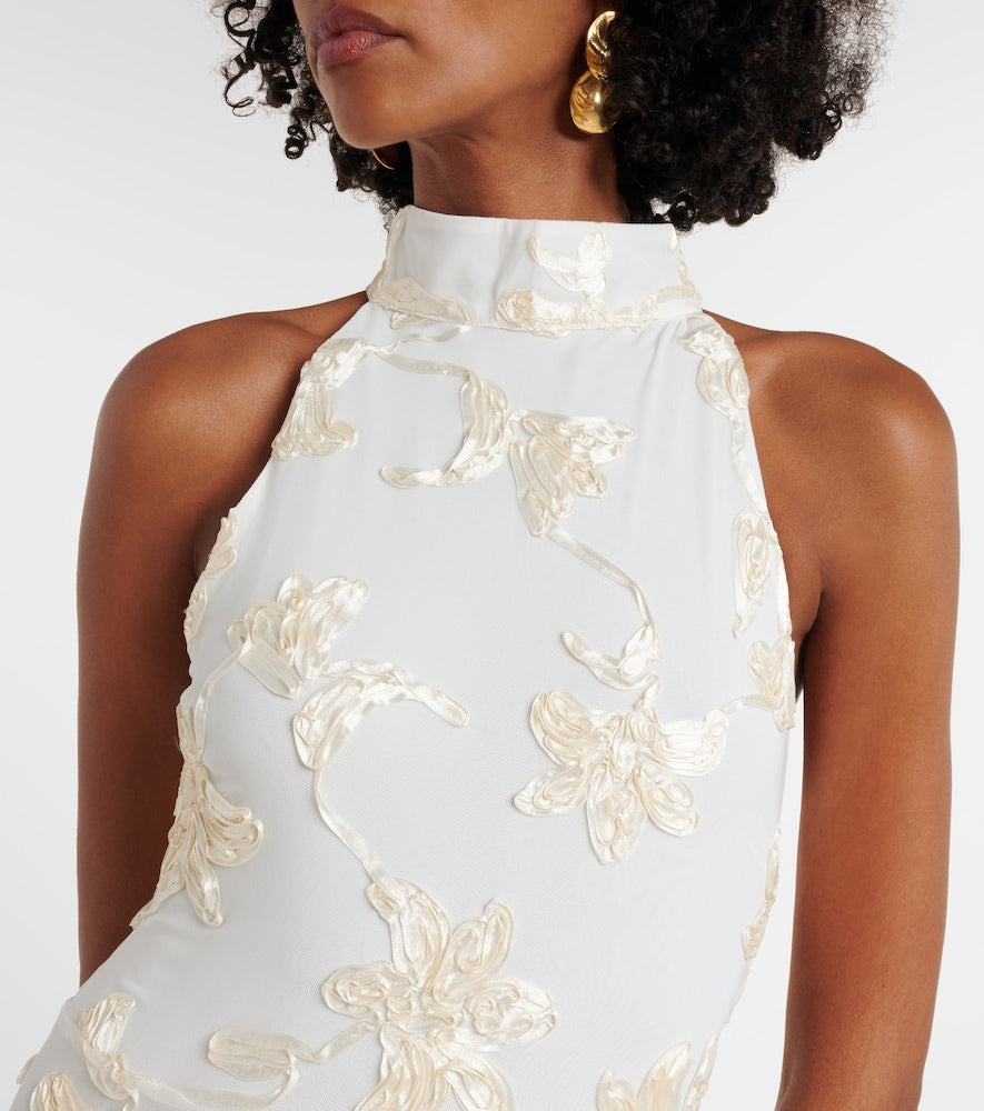 Rotate Bridal floral-appliqu√É¬© maxi dress