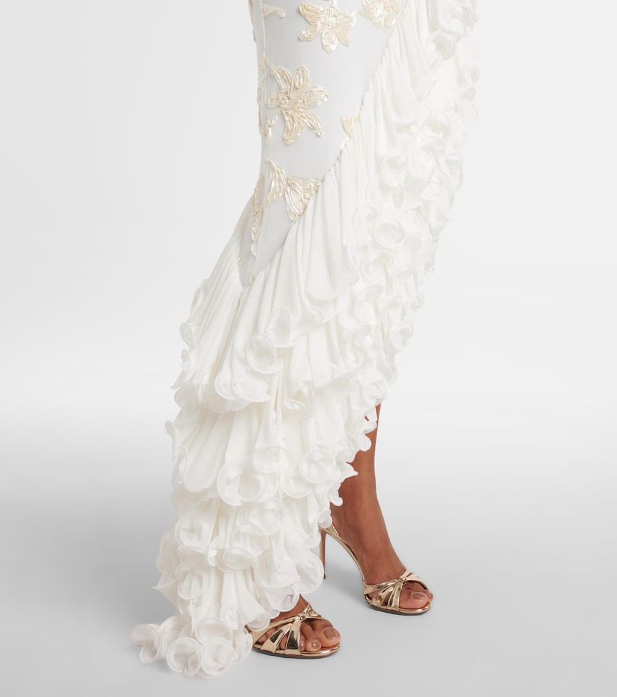 Rotate Bridal floral-appliqu√É¬© maxi dress
