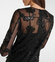 Rotate Embellished mesh maxi dress