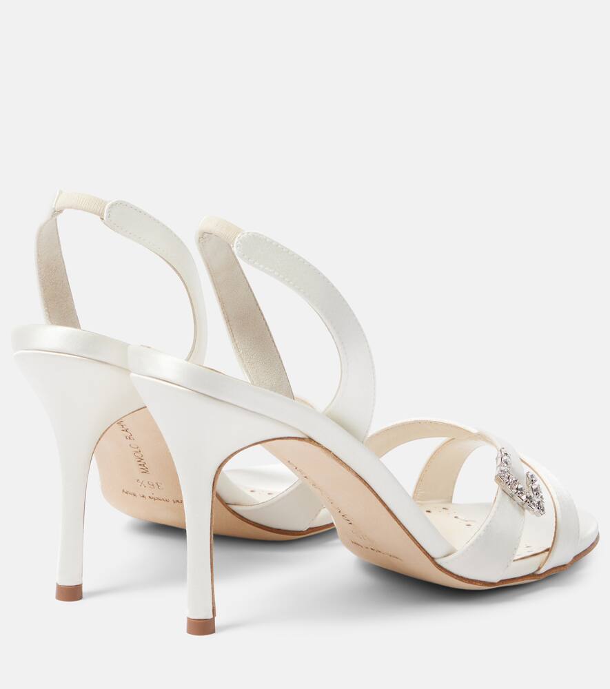 Manolo Blahnik Ramisli embellished satin slingback sandals
